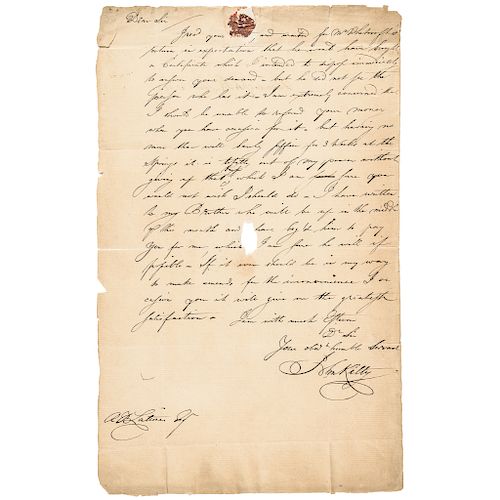 c. 1785 JOHN KILTY of Maryland Revolutionary War General Autograph Letter Signed