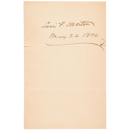 LEVI P. MORTON Autograph and THOMAS E. DEWEY Signed Photograph