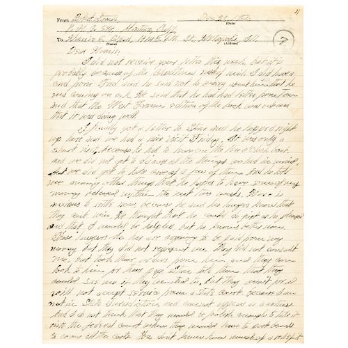 ROBERT STROUD The Birdman of Alcatraz 1956-Dated Autograph Letter Signed Twice