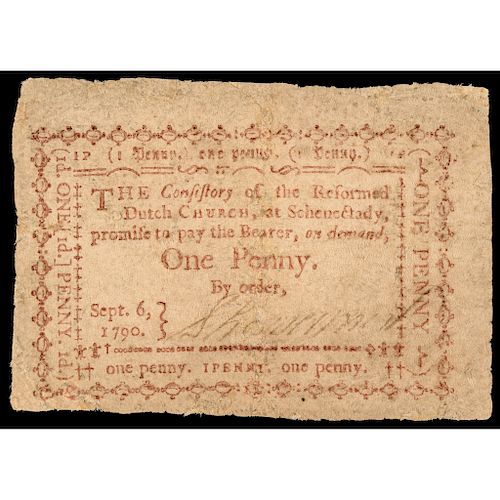 Colonial Currency, New York Reformed Dutch Church at Schenectady, Church Money