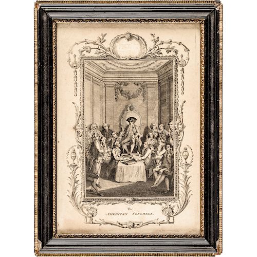c. 1776 Engraved Historical Print Titled: The AMERICAN CONGRESS, by Page Sclp.