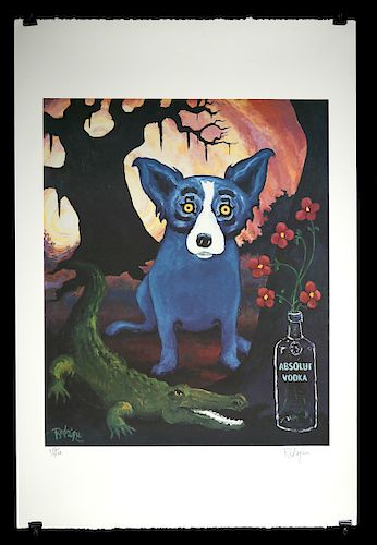 Signed Rodrigue Blue Dog Absolut Louisiana - 1991