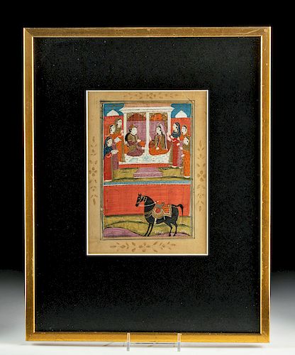 Framed 18th C. Indian Painting - Shah Shahan & Empress