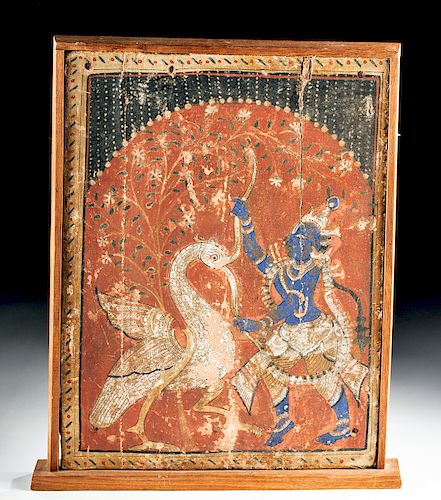 19th C. Indian Painting of Krishna and Bakasura