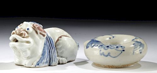 Two 19th C. Korean Porcelain Water Droppers
