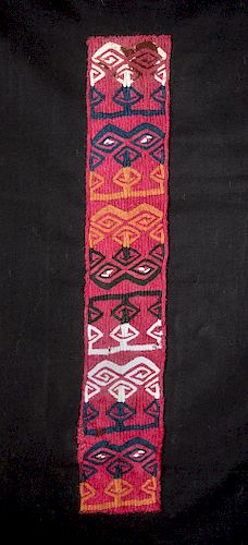 Fine Tiahuanaco Textile Sash Fragment w/ Jaguar Masks
