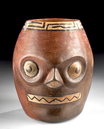 Huari Polychrome Skull Cup - Laughing or Growling!