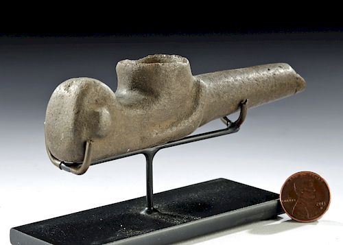 Mapuche Stone Pipe - Abstract Zoomorphic Form
