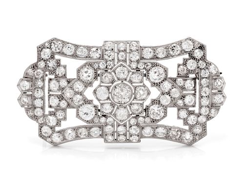 An Art Deco Platinum and Diamond Brooch,