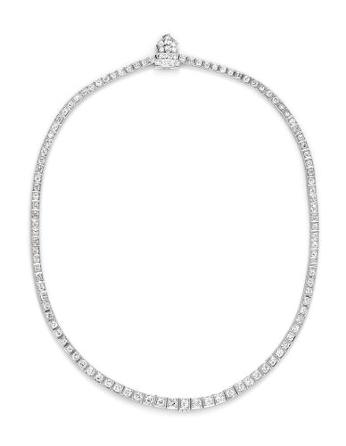 A Platinum and Diamond Riviera Necklace,