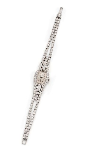 A Platinum and Diamond Wristwatch, Oscar Heyman Brothers for Elgin,