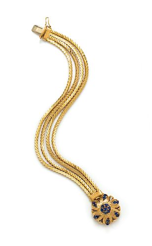 An 18 Karat Yellow Gold and Sapphire Bracelet,