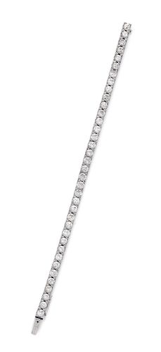 A Platinum and Diamond Line Bracelet,