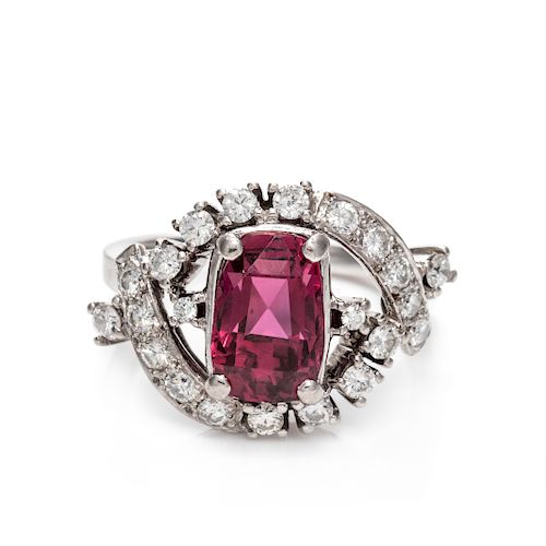 A Platinum, White Gold, Ruby and Diamond Ring,