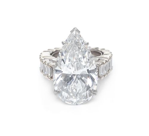 A Platinum, 18 Karat White Gold and Diamond Ring,