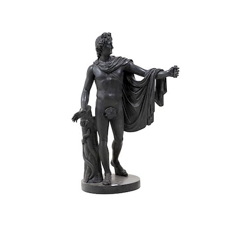 AFTER BENEDETTO BORCHETTI (ITALY, 1820-1860). APOLO DE BELVEDERE. Bronze, black patina.
