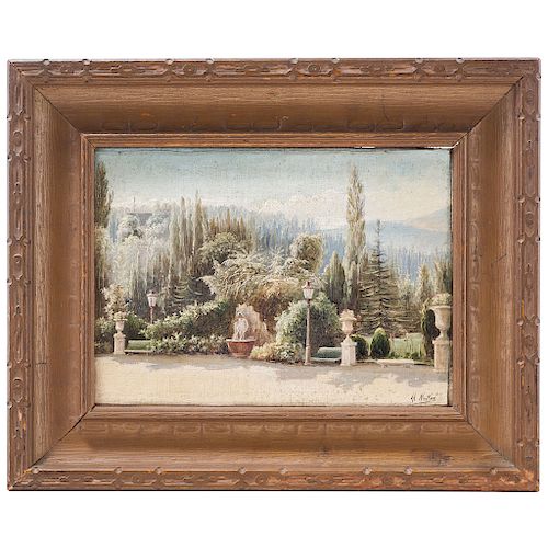 SIGNED M. MUÑOZ. MEXICO, 19TH CENTURY. VIEW OF DIVONNE - LES - BAINS, AIN, FRANCE. Oil on canvas. Signed.