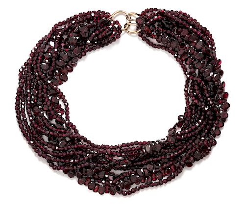 A Garnet Torsade Necklace,