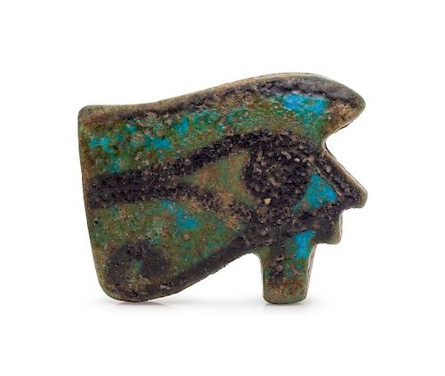 A Possibly Ancient Painted Hard Stone Eye of Ra Bead, Egyptian,