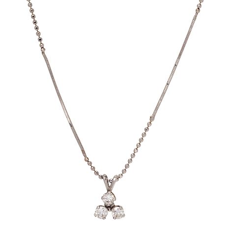 A White Gold and Diamond Pendant/Necklace,