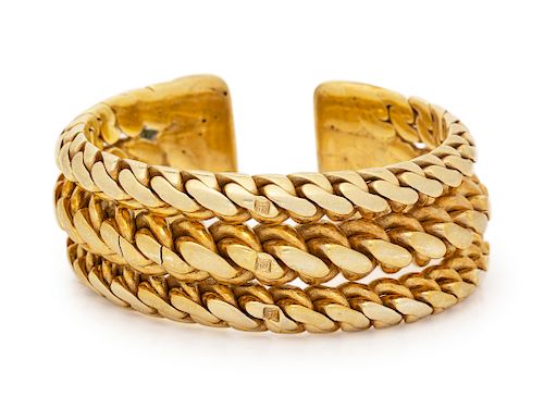 A 14 Karat Yellow Gold Cuff Bracelet,