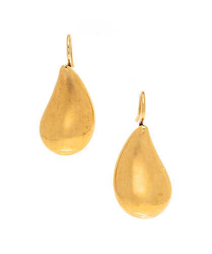 A Pair of 18 Karat Yellow Gold 'Teardrop' Earrings, Elsa Peretti for Tiffany & Co.,