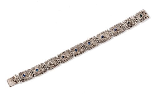 A Sterling Silver and Sapphire Bracelet, Israeli,