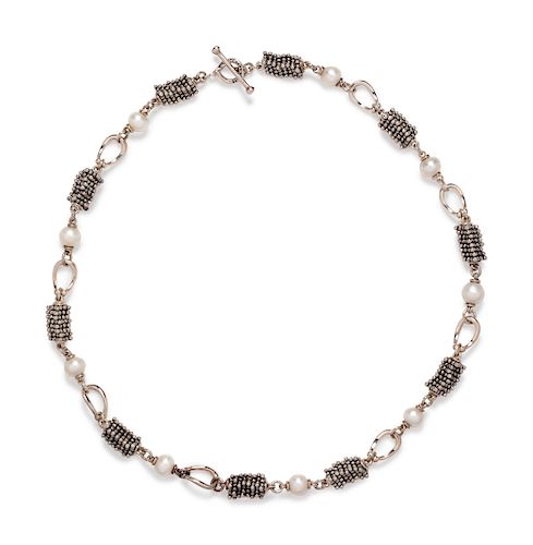 A Sterling Silver and Cultured Pearl Necklace, Michael Dawkins,