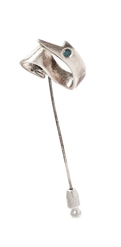 A Sterling Silver and Irradiated Diamond Stick Pin,