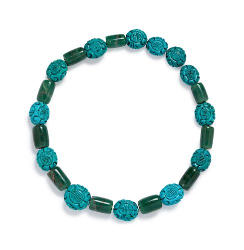 A Turquoise and Jade Bead Necklace, Georgina Ward,
