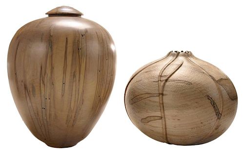 Two John Jordan Turned Wooden Vases