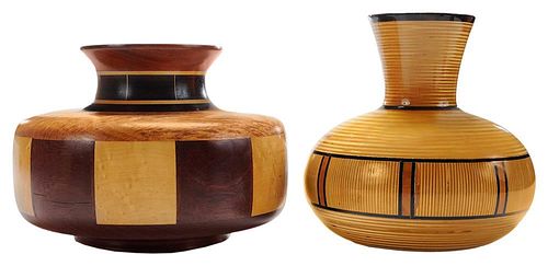 Two Wooden Vases
