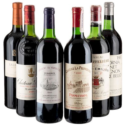 Vinos Tintos de Francia, Argentina y U.S.A. Château la Violette, Château Giscours, Château la Providence. Piezas: 6.
