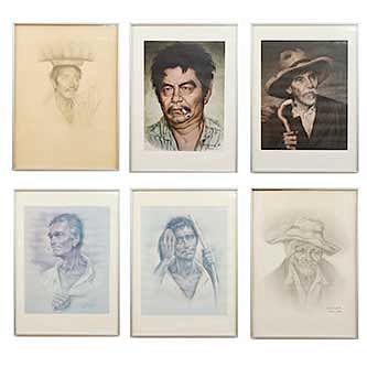 Lote de 6 impresiones. Manuel Muñoz Olivares. De la carpeta Rostros. Retratos de hombres. Firmados. 57 x 40 cm. (mayor)
