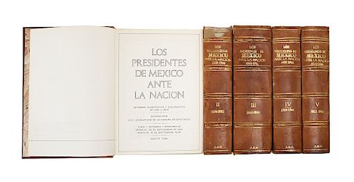Los Presidentes de México Ante la Nación. Informes, Manifiestos y Documentos de 1821 - 1966. Piezas: 5.