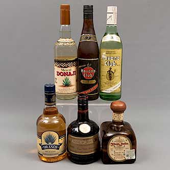 Lote de destilados. 100 años, Don Julio, Azteca de Oro, Donaji y Havana Club.
Total de piezas: 6.