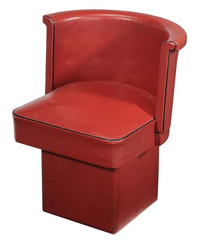 Art Deco Red Leather-Upholstered Club