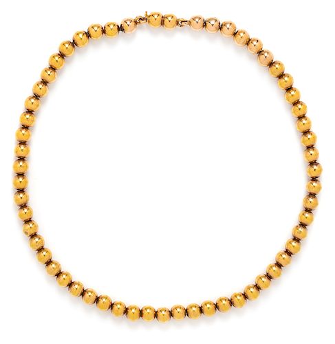 A Yellow Gold Bead Necklace,