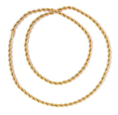 A 14 Karat Yellow Gold Rope Chain Necklace,