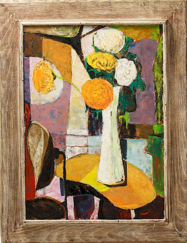 V. Finn "Still Life Vase w Flowers" Oil on Canvas