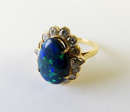 Black Opal & Diamond Cocktail Ring