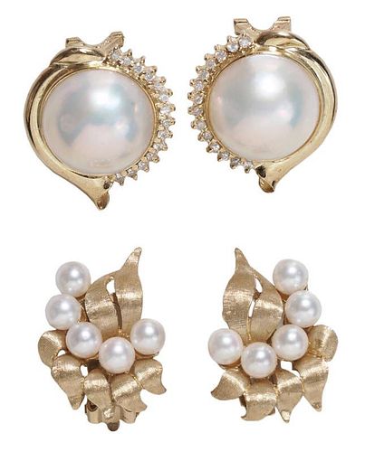 Two Pair Pearl Ear Clips