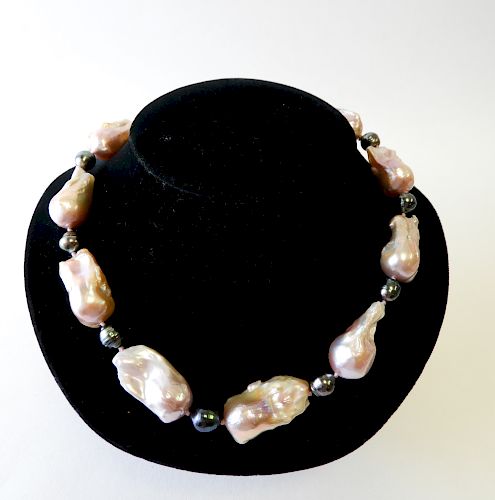 Baroque and Black Tahitian Pearl Necklace