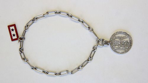 Platinum Cable Link Bracelet with Charms