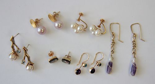 6 Pairs of Gold Earrings