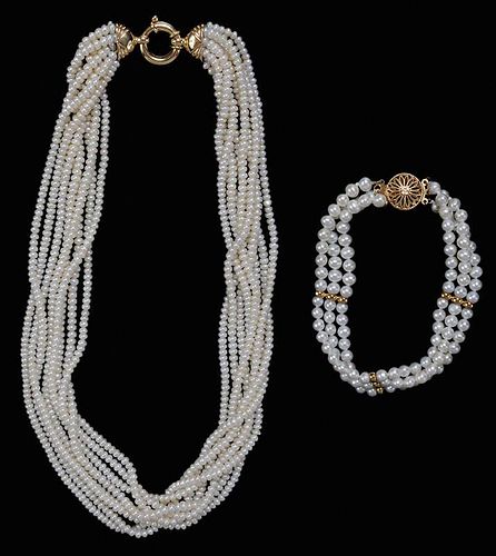 Eight Strand Torsade Necklace, Pearl