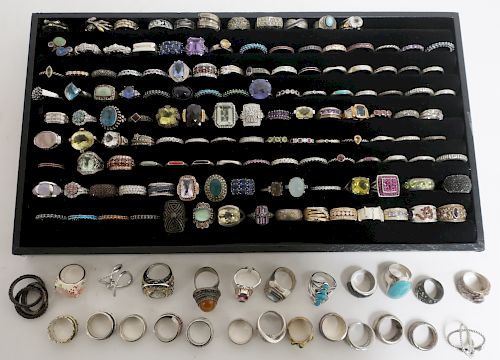 Extremely Large Lot of Sterling Silver Rings