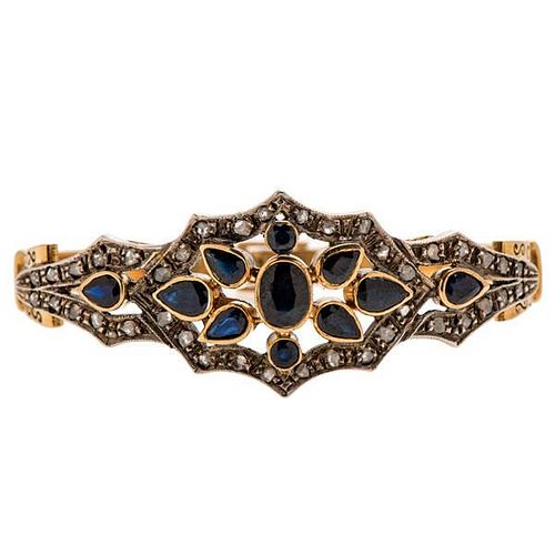 Victorian Bracelet with Sapphires and Rose Cut Diamonds 