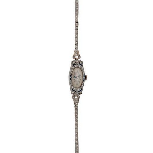 Bulova Art Deco Wrist Watch in Platinum 
