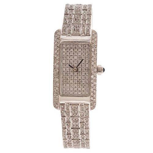 Diamond Encrusted Watch in 14 Karat White Gold  